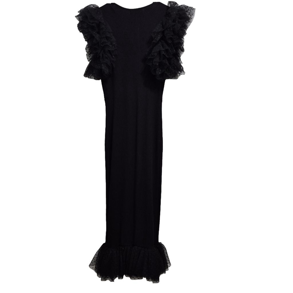 Good Time U.S.A Dress XL Black Ruffle Sleeve - Picture 4 of 9